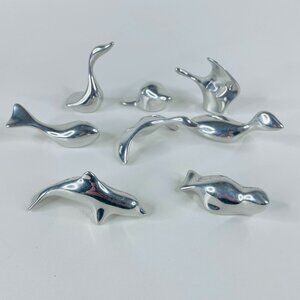 Set of 8 Hoselton Stiefel Aluminum Sculpture Signed Modernist Bird Seal Figures